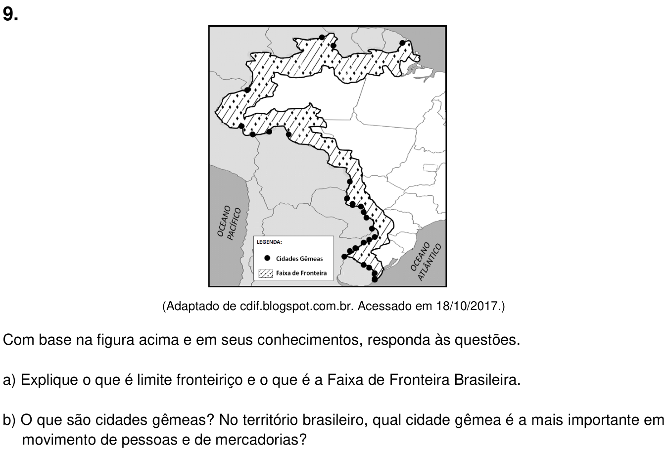 Questão 9 no caderno  da 2ª fase da UNICAMP 2018