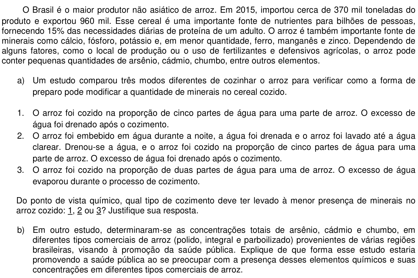 Questão 13 no caderno  da 2ª fase da UNICAMP 2018