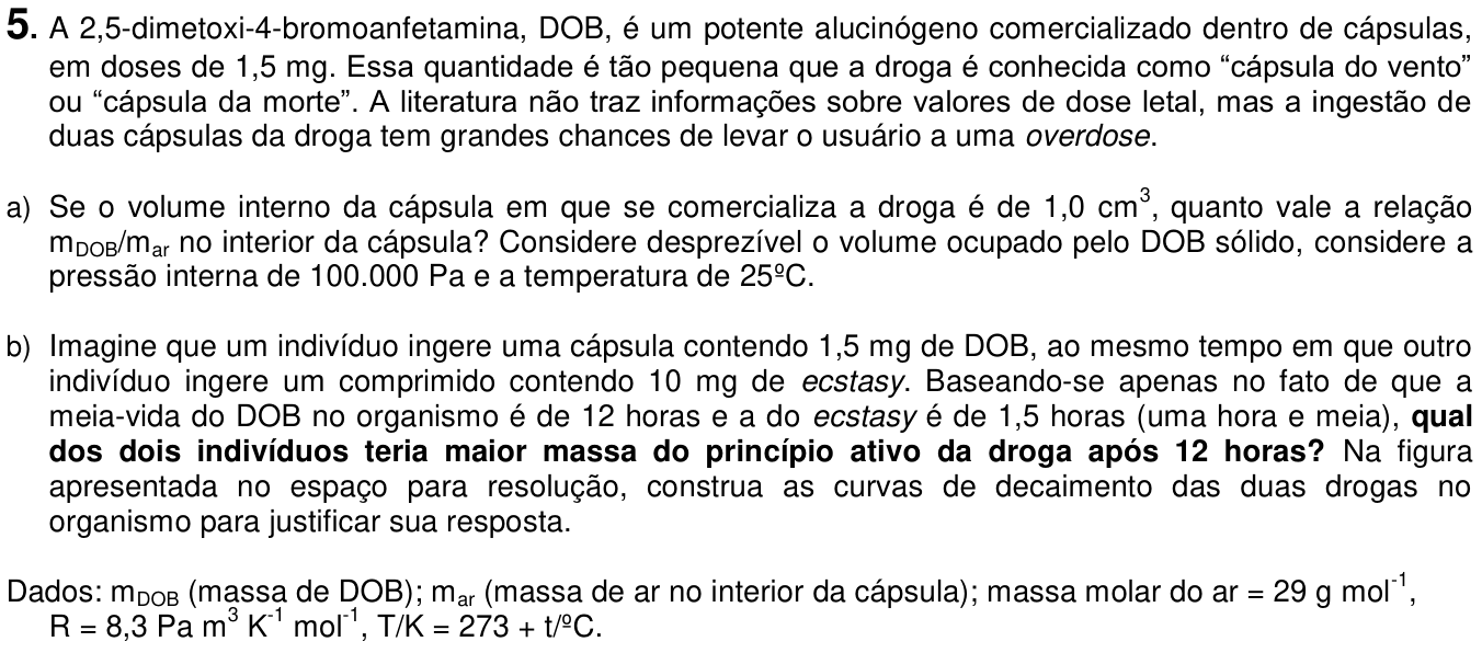 Questão 5 no caderno  da 2ª fase da UNICAMP 2016