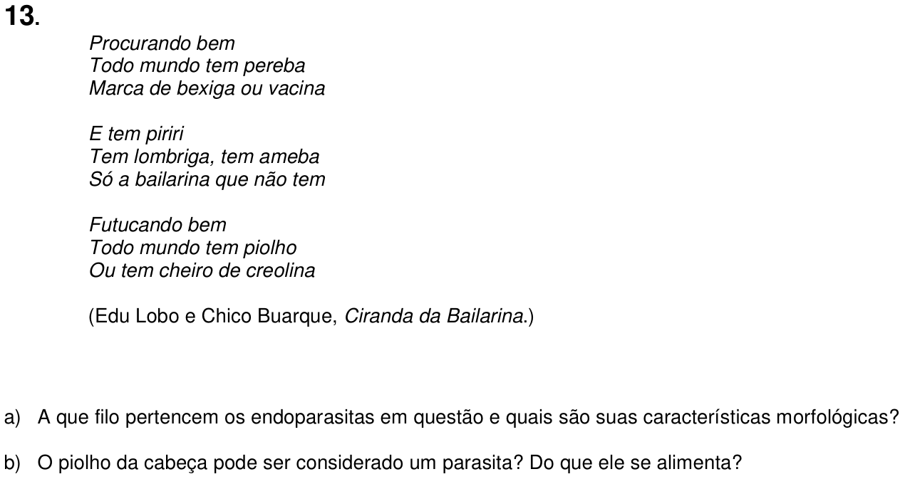Questão 13 no caderno  da 2ª fase da UNICAMP 2016