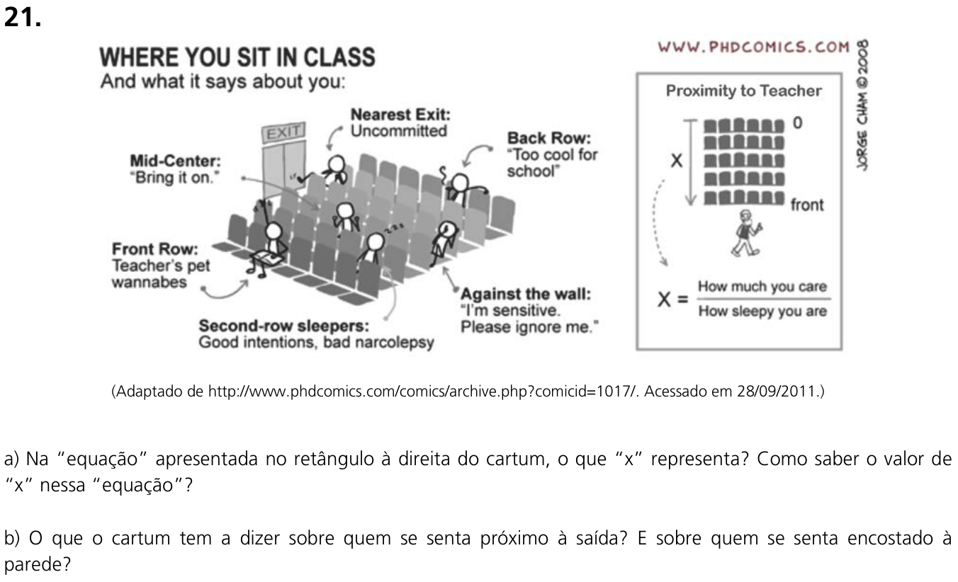 Questão 21 no caderno  da 2ª fase da UNICAMP 2012