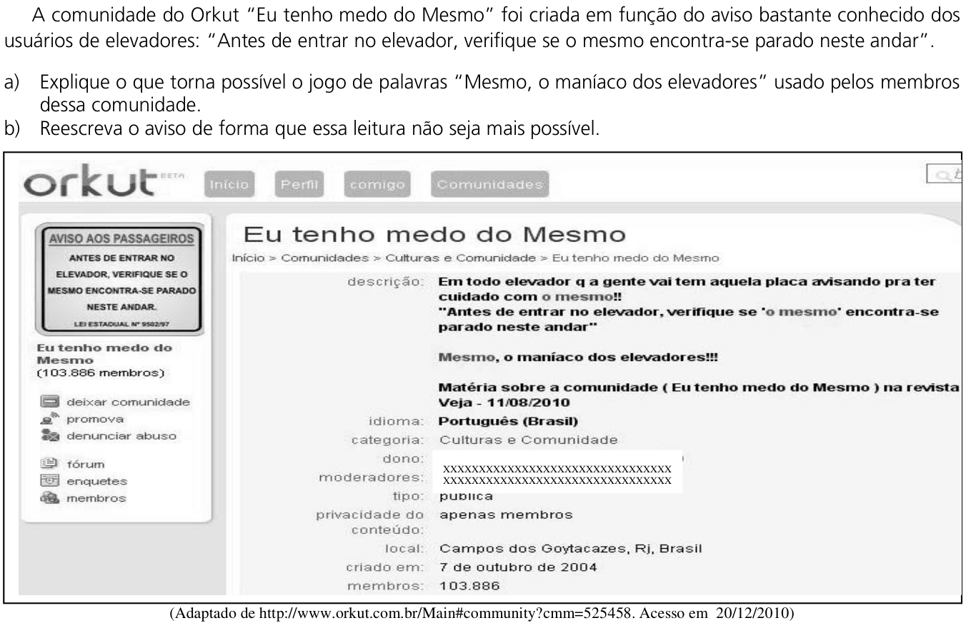 Questão 1 no caderno  da 2ª fase da UNICAMP 2011