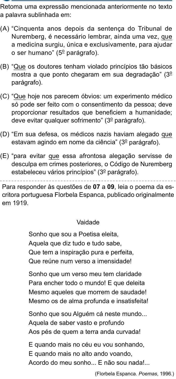 Questão 6 no caderno Conhecimentos Gerais da Santa Casa 2024