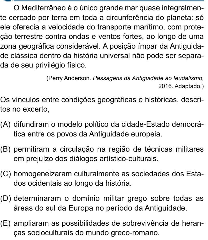 Questão 21 no caderno Conhecimentos Gerais da Santa Casa 2024