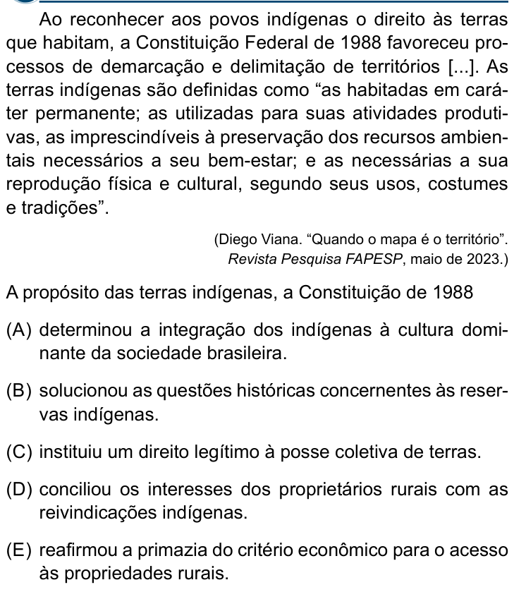 Questão 30 no caderno Conhecimentos Gerais da Santa Casa 2024