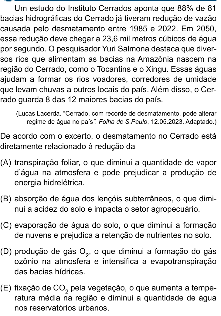 Questão 41 no caderno Conhecimentos Gerais da Santa Casa 2024