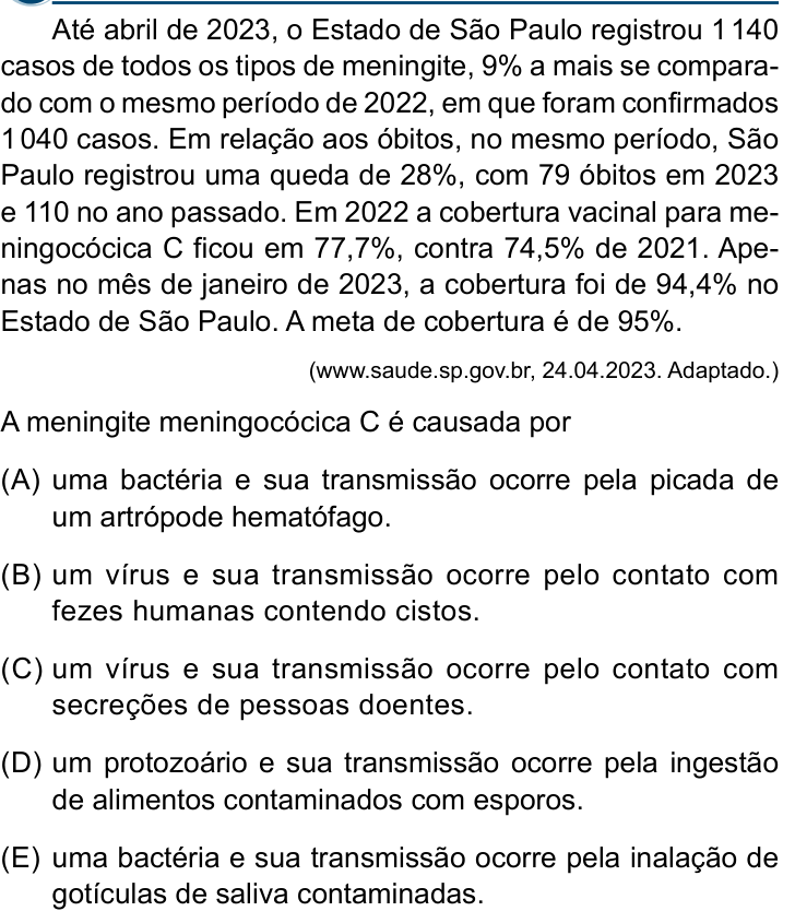 Questão 48 no caderno Conhecimentos Gerais da Santa Casa 2024