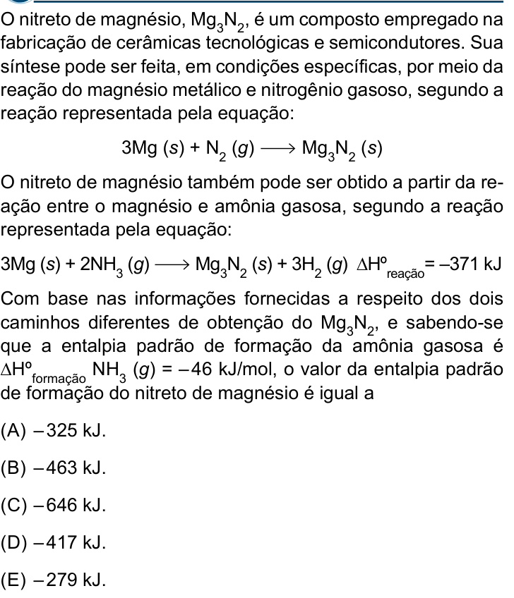 Questão 58 no caderno Conhecimentos Gerais da Santa Casa 2024