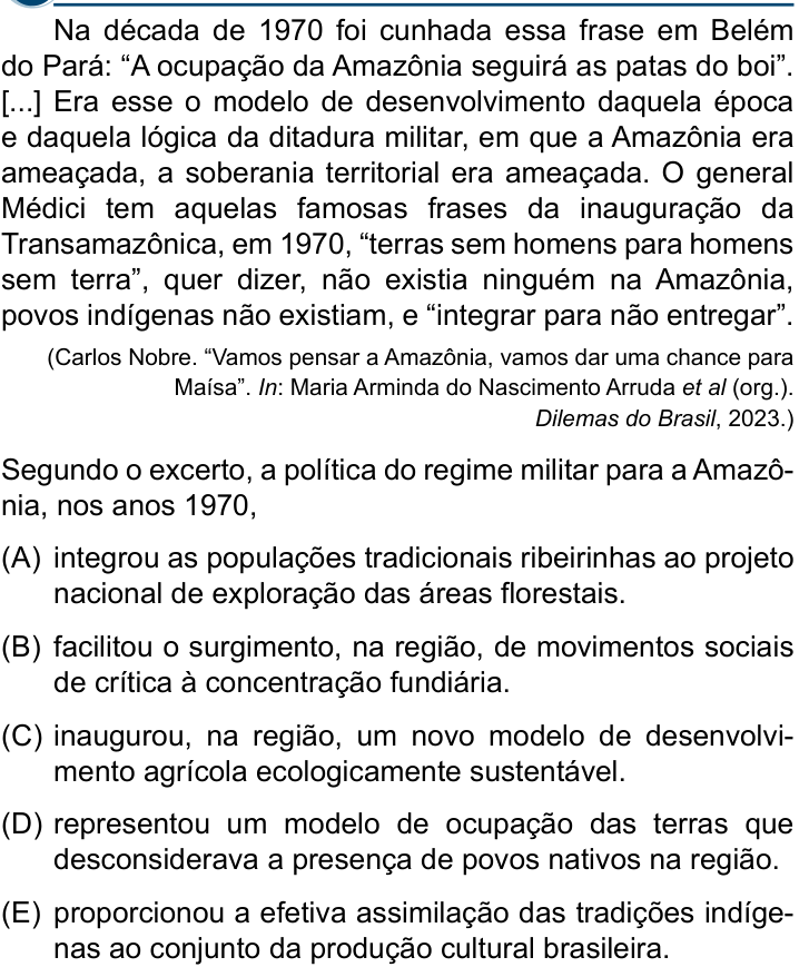 Questão 29 no caderno Conhecimentos Gerais da Santa Casa 2025