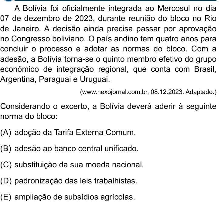 Questão 33 no caderno Conhecimentos Gerais da Santa Casa 2025