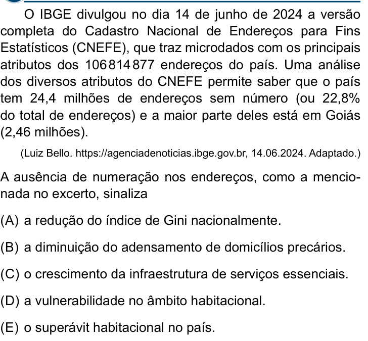 Questão 34 no caderno Conhecimentos Gerais da Santa Casa 2025