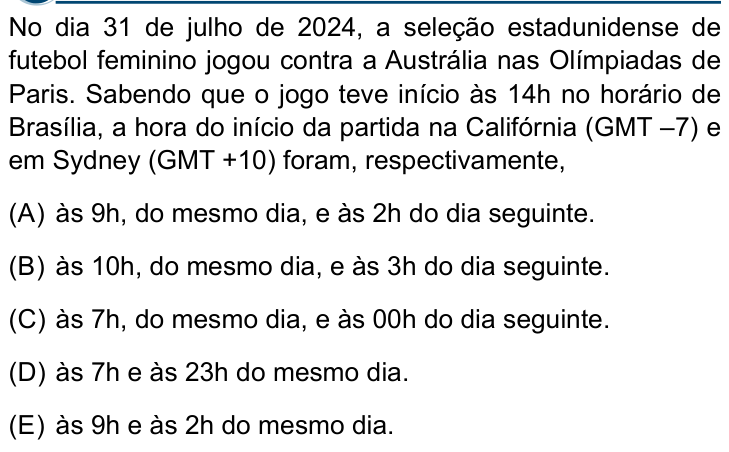 Questão 39 no caderno Conhecimentos Gerais da Santa Casa 2025