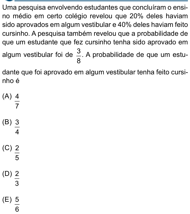 Questão 73 no caderno Conhecimentos Gerais da Santa Casa 2025