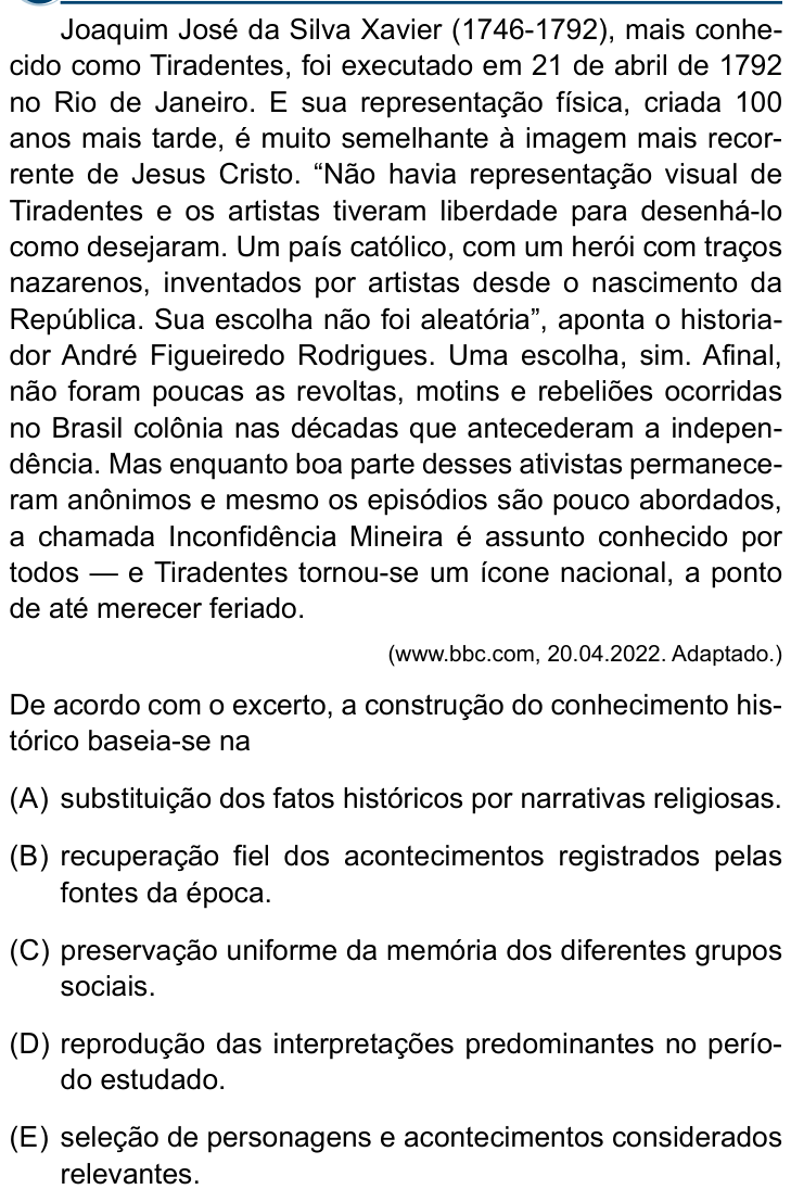 Questão 25 no caderno Conhecimentos Gerais da Santa Casa 2027