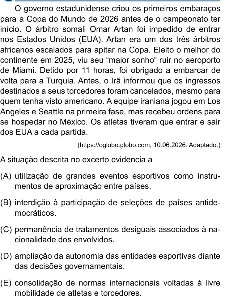 Questão 30 no caderno Conhecimentos Gerais da Santa Casa 2027
