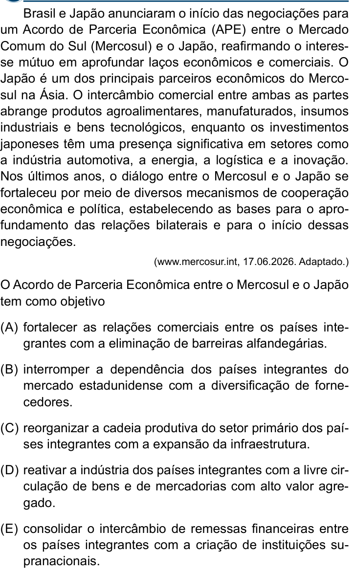 Questão 32 no caderno Conhecimentos Gerais da Santa Casa 2027