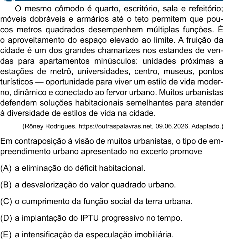 Questão 35 no caderno Conhecimentos Gerais da Santa Casa 2027