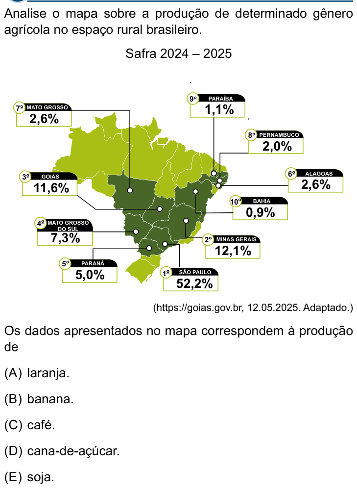 Questão 36 no caderno Conhecimentos Gerais da Santa Casa 2027