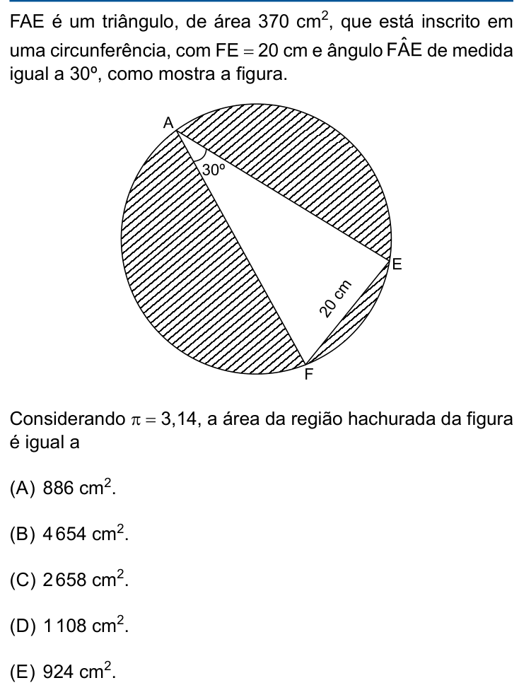 Questão 43 no caderno Prova I do Einstein 2023