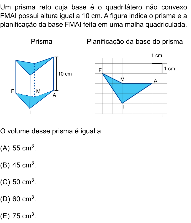 Questão 45 no caderno Prova I do Einstein 2023