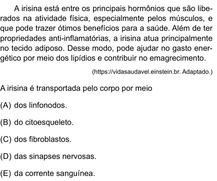 Questão 27 no caderno Prova I do Einstein 2025