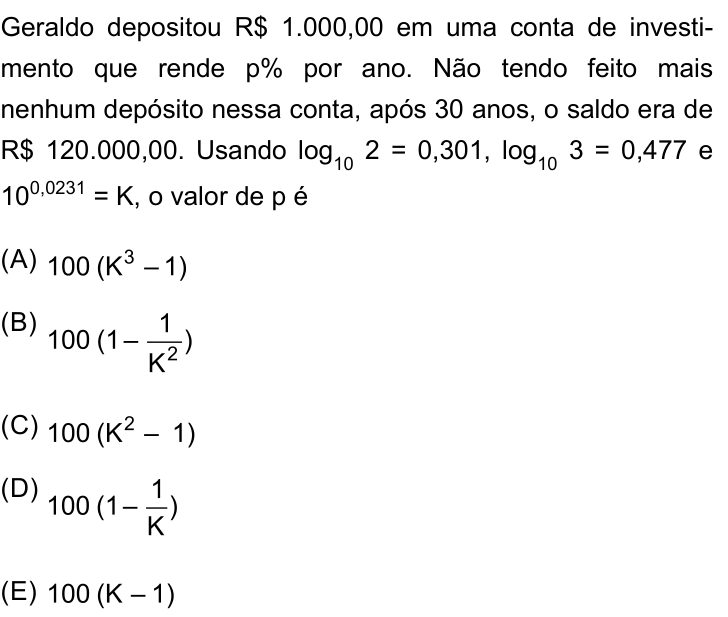 Questão 45 no caderno Prova I do Einstein 2025