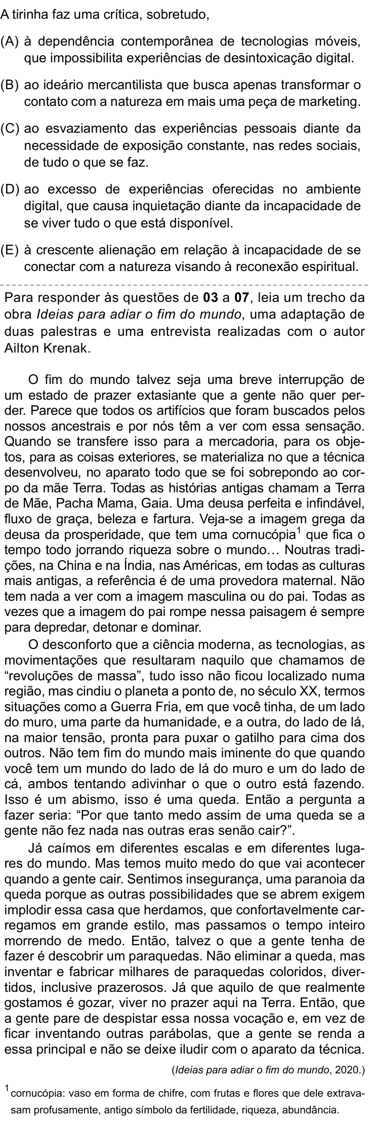Questão 2 no caderno Prova I do Einstein 2026