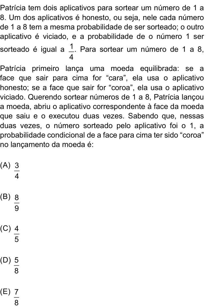 Questão 42 no caderno Prova I do Einstein 2026