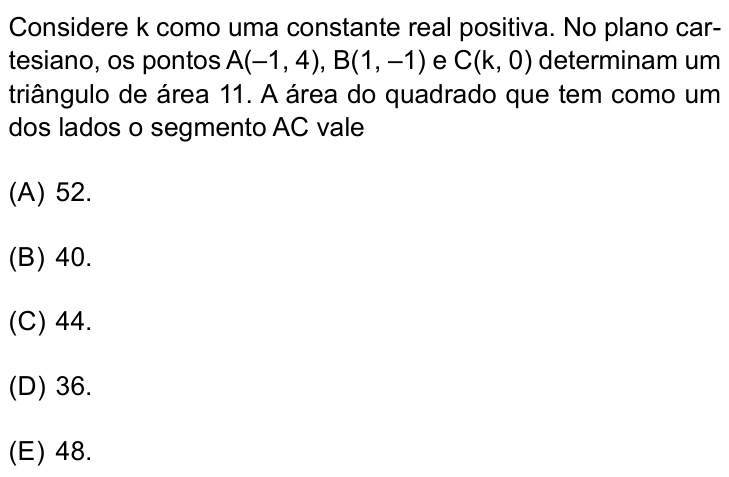 Questão 44 no caderno Prova I do Einstein 2026
