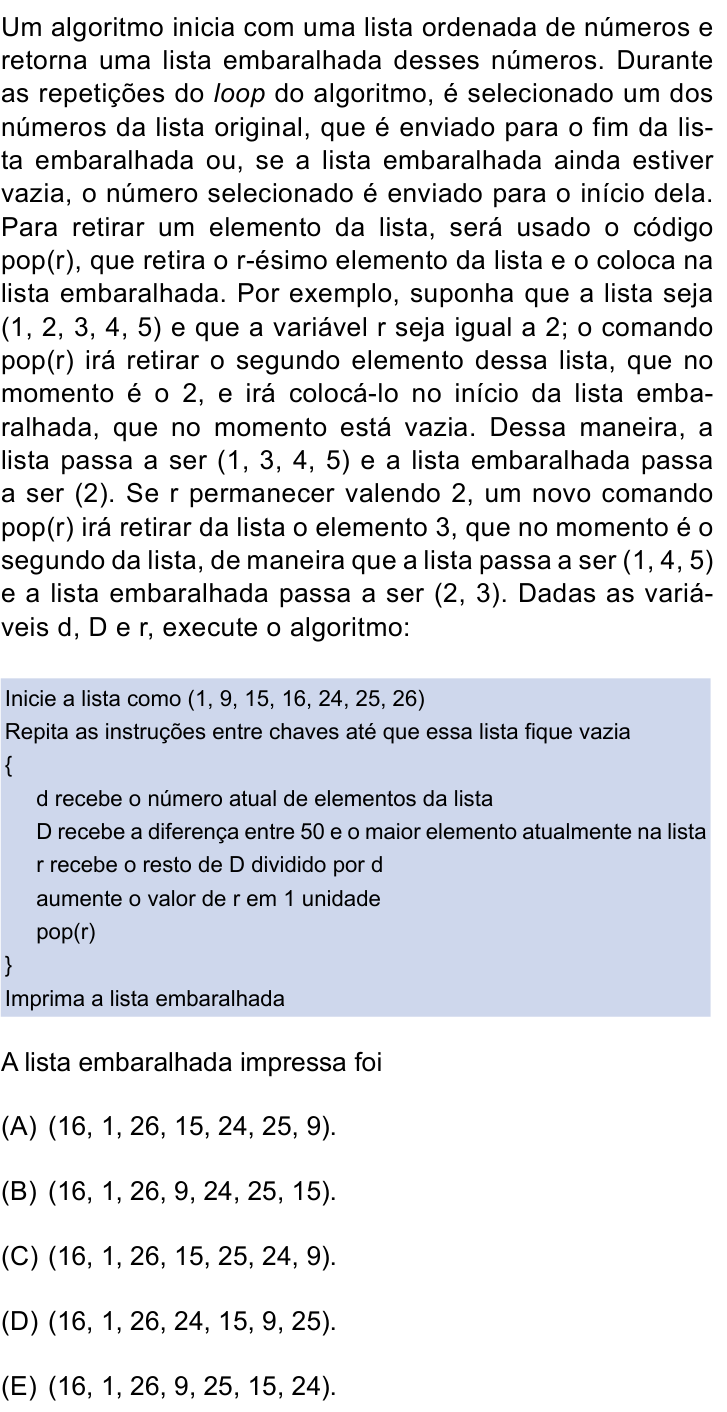 Questão 49 no caderno Prova I do Einstein 2026