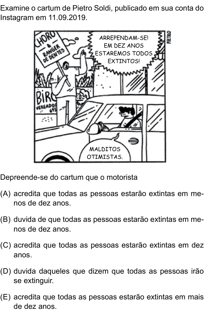 Questão 1 no caderno Conhecimentos Gerais da UNESP 2022