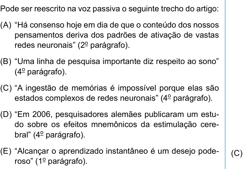 Questão 19 no caderno Conhecimentos Gerais da UNESP 2022