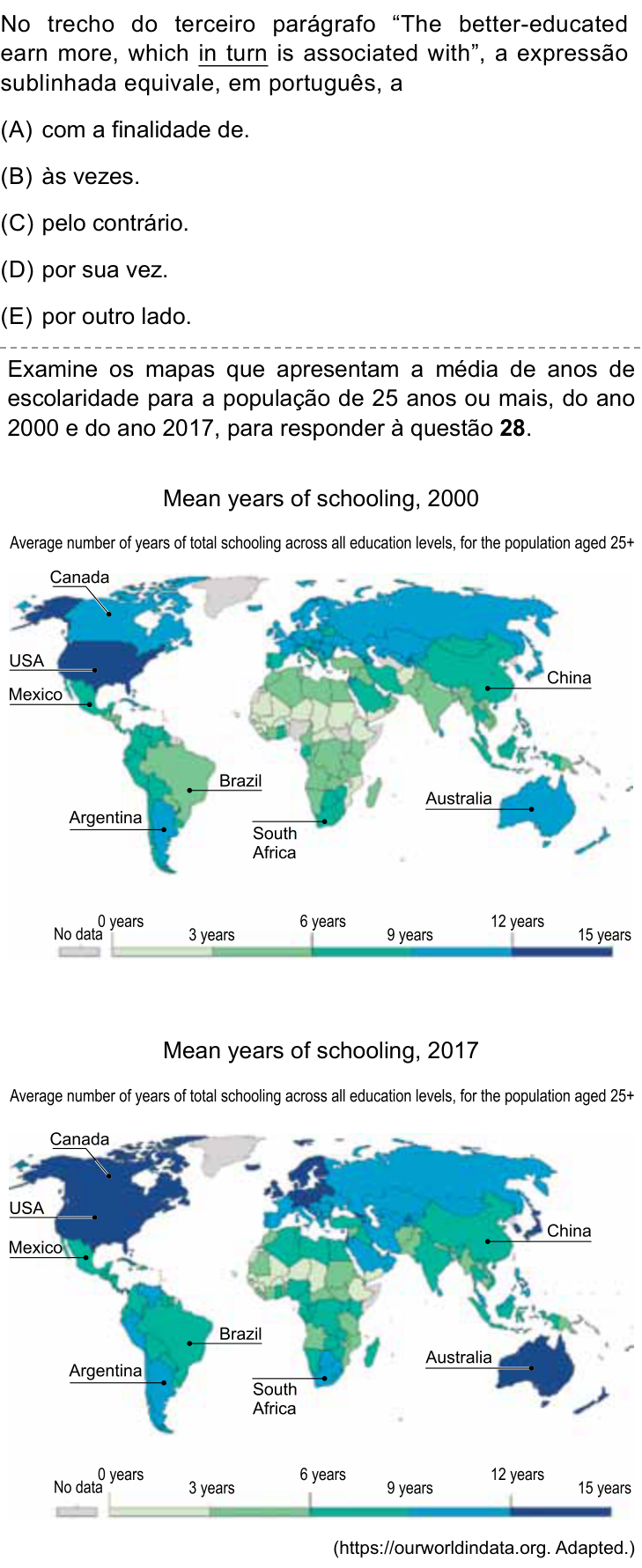 Questão 27 no caderno Conhecimentos Gerais da UNESP 2022