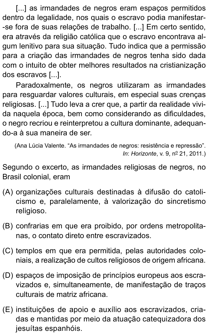 Questão 35 no caderno Conhecimentos Gerais da UNESP 2022