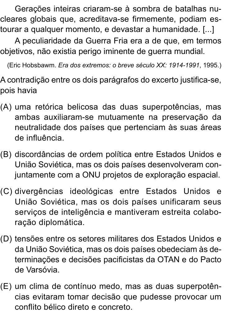 Questão 40 no caderno Conhecimentos Gerais da UNESP 2022