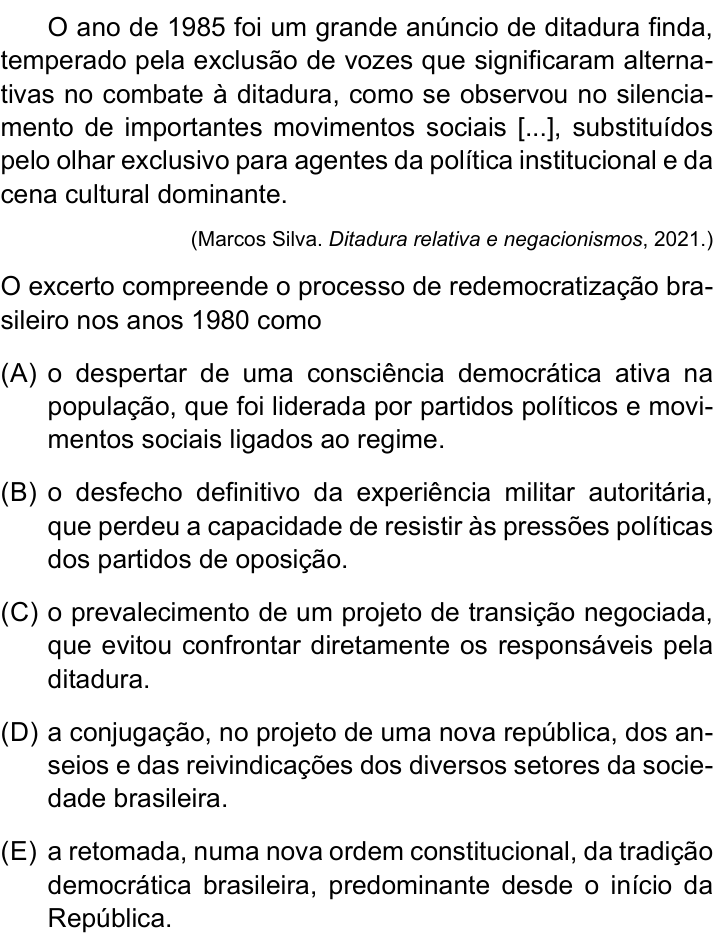 Questão 41 no caderno Conhecimentos Gerais da UNESP 2022