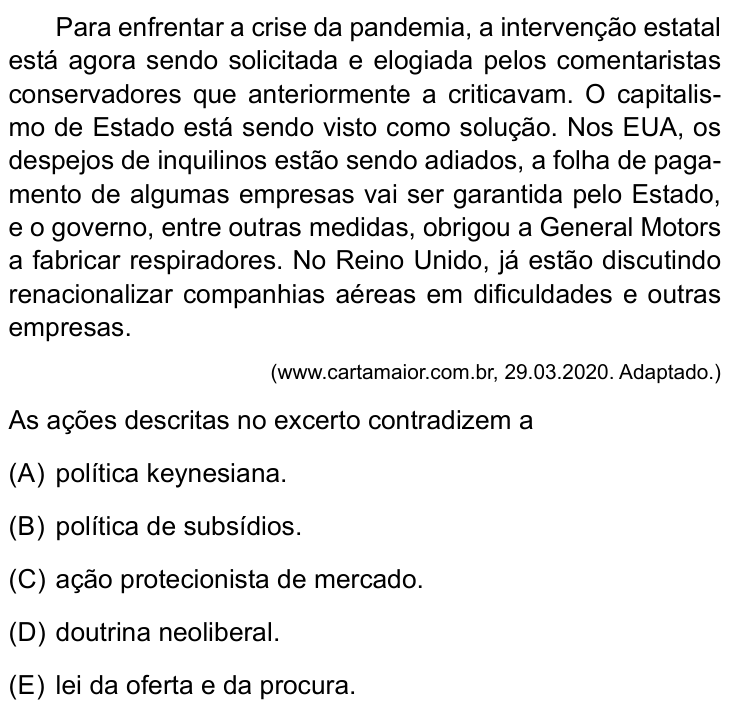 Questão 43 no caderno Conhecimentos Gerais da UNESP 2022