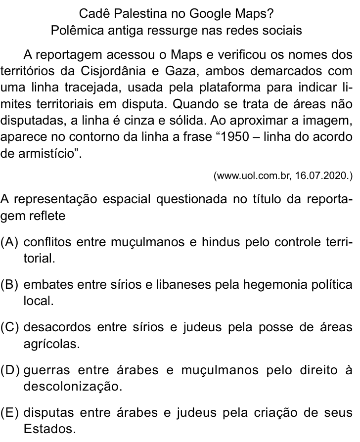 Questão 45 no caderno Conhecimentos Gerais da UNESP 2022