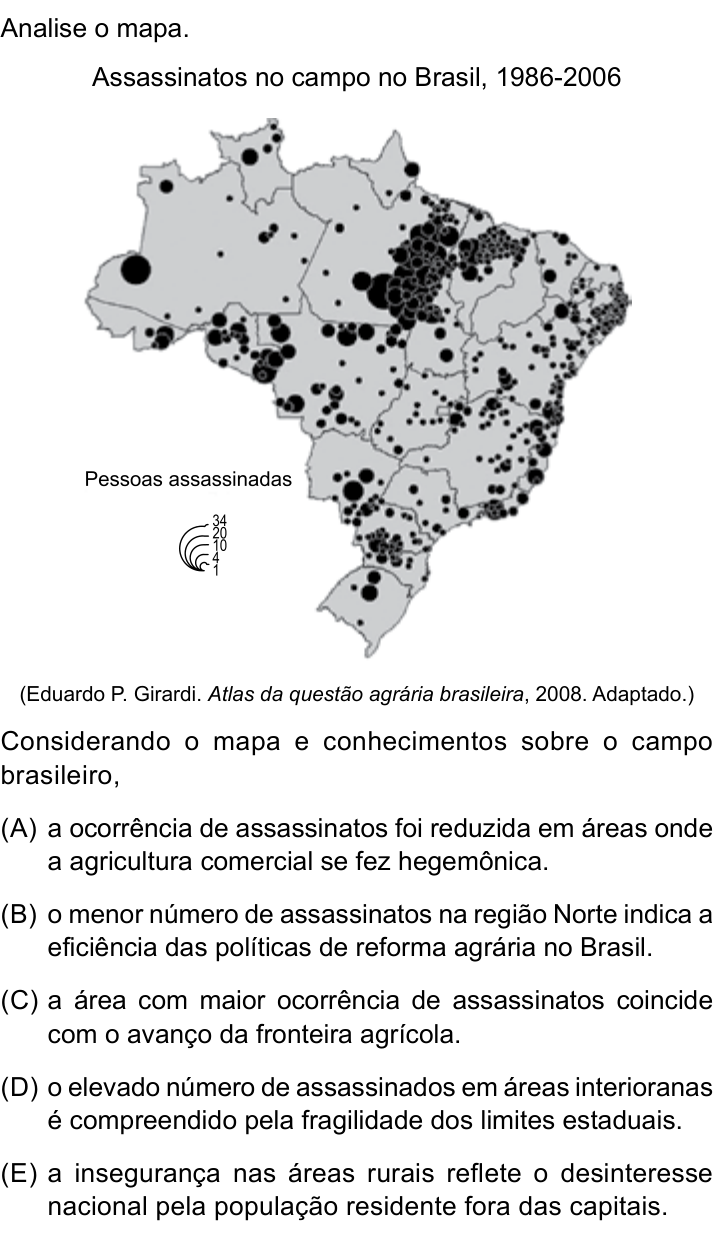 Questão 47 no caderno Conhecimentos Gerais da UNESP 2022
