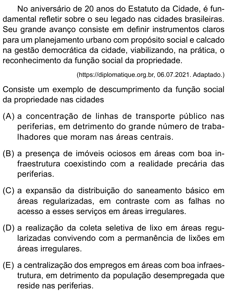 Questão 48 no caderno Conhecimentos Gerais da UNESP 2022