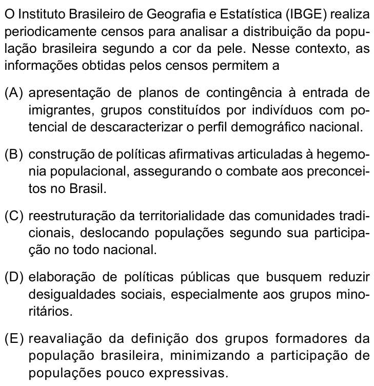 Questão 49 no caderno Conhecimentos Gerais da UNESP 2022