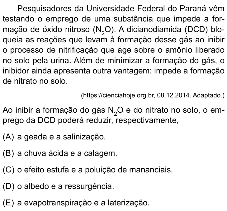 Questão 53 no caderno Conhecimentos Gerais da UNESP 2022