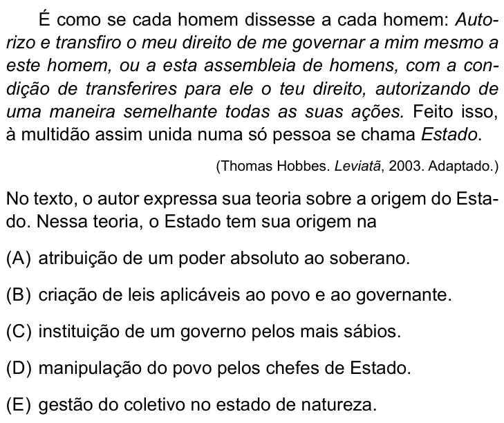 Questão 56 no caderno Conhecimentos Gerais da UNESP 2022