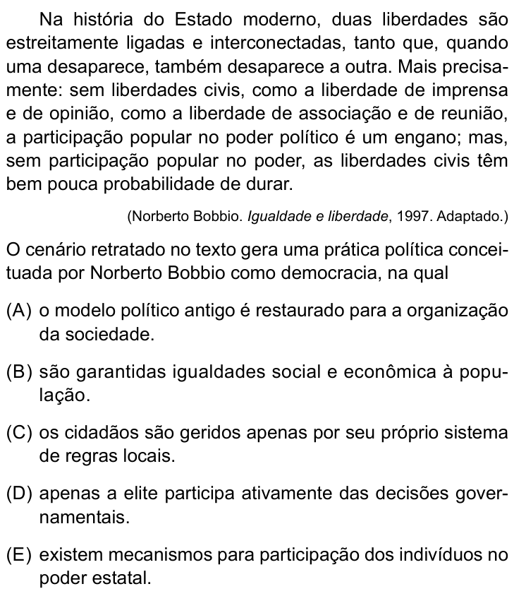 Questão 57 no caderno Conhecimentos Gerais da UNESP 2022