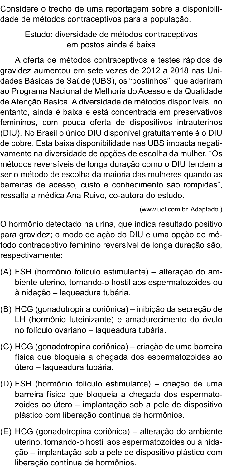 Questão 63 no caderno Conhecimentos Gerais da UNESP 2022