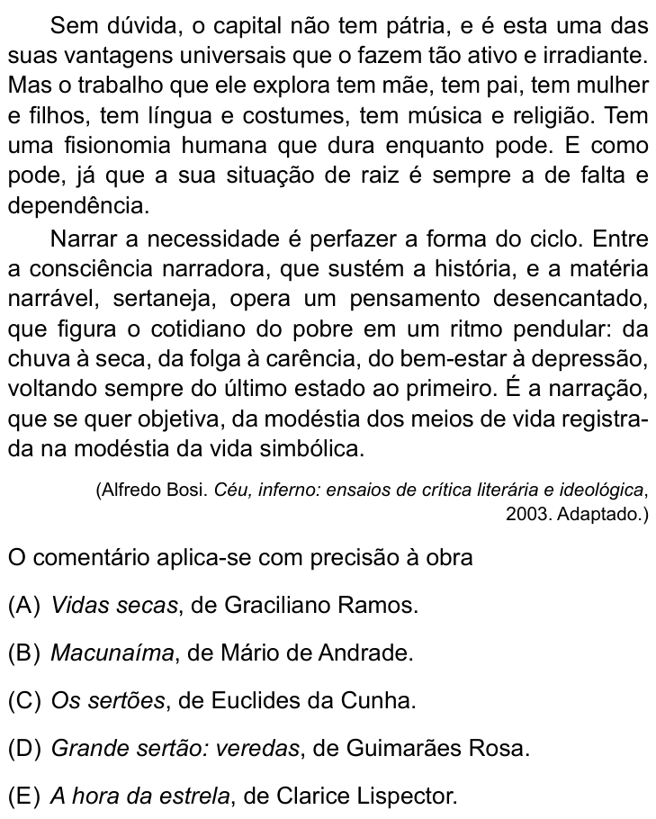 Questão 12 no caderno Conhecimentos Específicos da UNESP 2022
