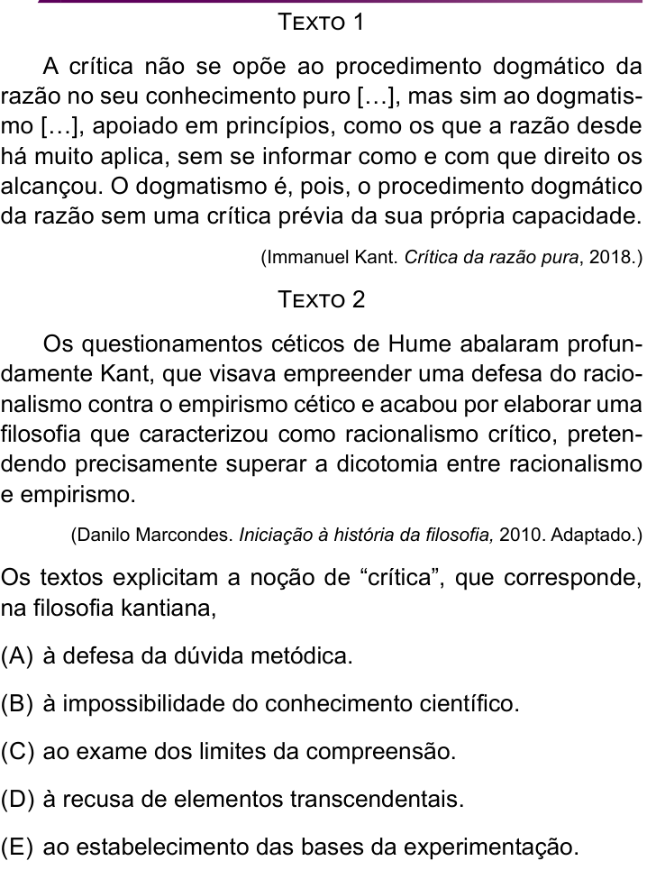 Questão 40 no caderno Conhecimentos Específicos da UNESP 2022