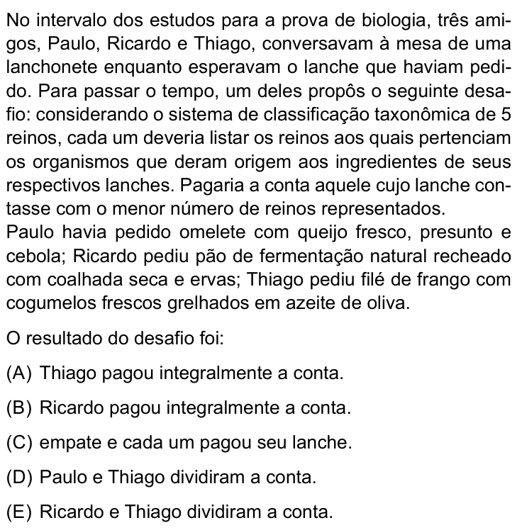 Questão 43 no caderno Conhecimentos Específicos da UNESP 2022