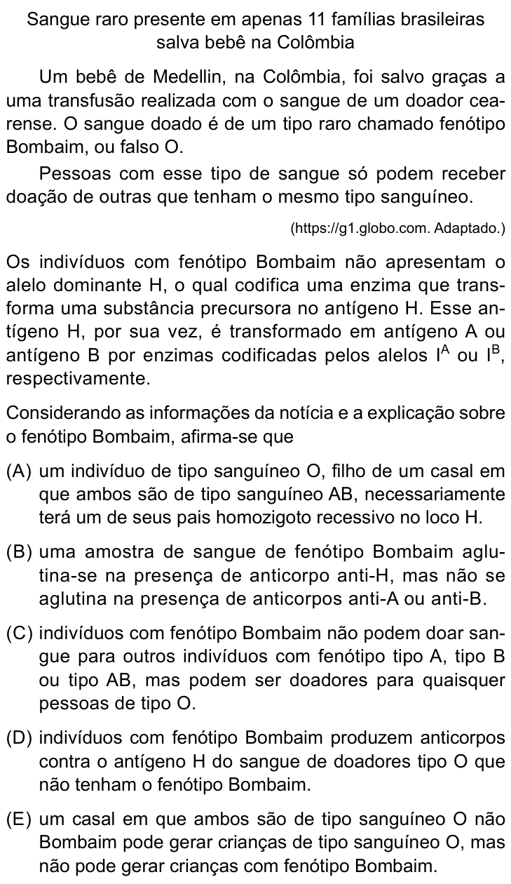 Questão 44 no caderno Conhecimentos Específicos da UNESP 2022