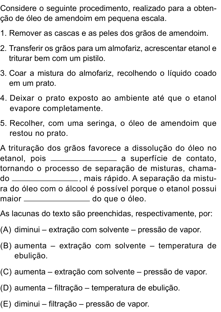 Questão 46 no caderno Conhecimentos Específicos da UNESP 2022